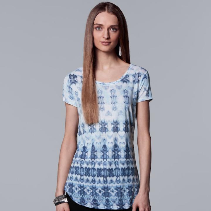 Women's Simply Vera Vera Wang Essential Print Scoopneck Tee, Size: Xs, Natural