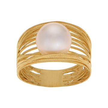 Pearlustre By Imperial 14k Gold Freshwater Cultured Pearl Woven Ring, Women's, Size: 5, White