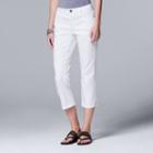 Women's Simply Vera Vera Wang Slit Jean Capris, Size: 6, White