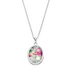 Shopkins Kid's Silver Plated Cubic Zirconia Oval Pendant Necklace, Girl's, Multicolor