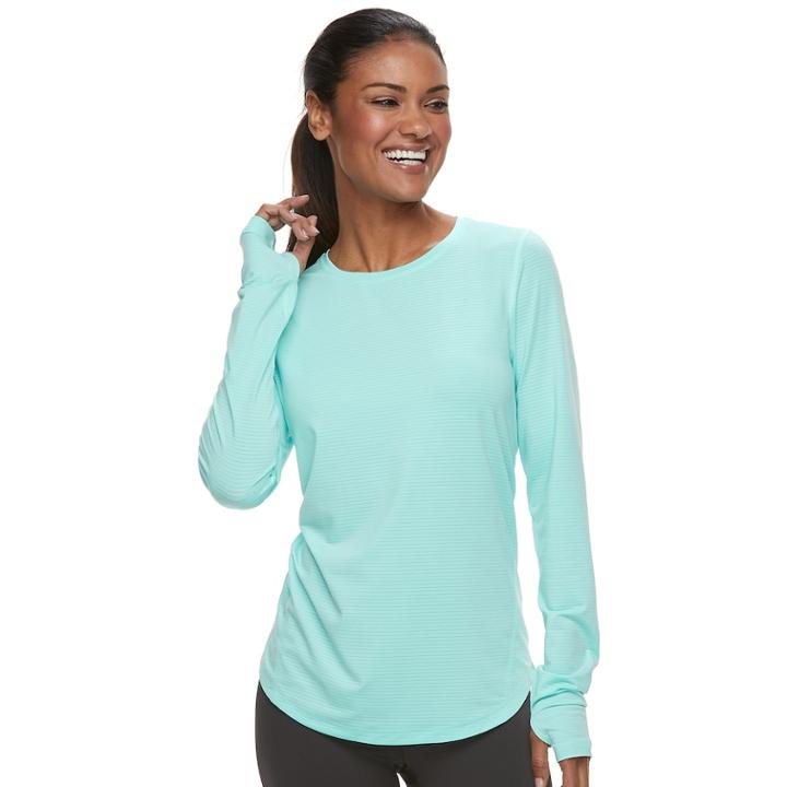 Women's Tek Gear&reg; Thumb Hole Long Sleeve Tee, Size: Large, Lt Green