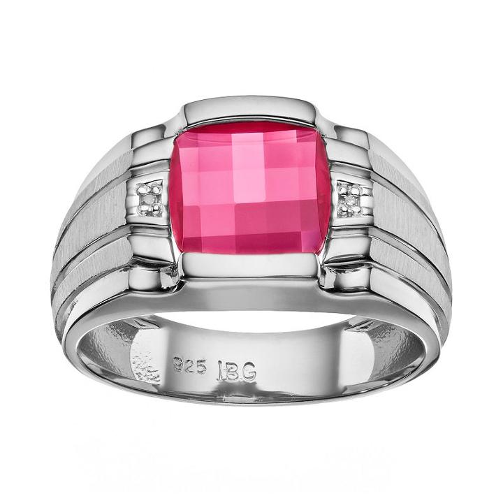 Men's Lab-created Ruby & Diamond Accent Sterling Silver Ring, Size: 11.50, Red