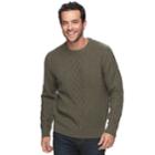 Men's Croft & Barrow&reg; True Comfort Classic-fit Stretch Cable-knit Sweater, Size: Xl, Dark Green