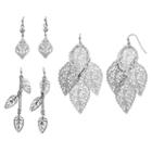 Mudd&reg; Filigree Leaf Drop Earring Set, Women's, Silver