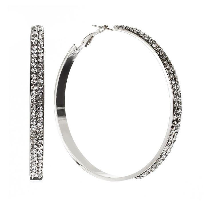 Jennifer Lopez Silver Tone Simulated Crystal Endless Hoop Earrings, Women's, Multicolor