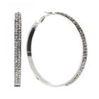 Jennifer Lopez Silver Tone Simulated Crystal Endless Hoop Earrings, Women's, Multicolor