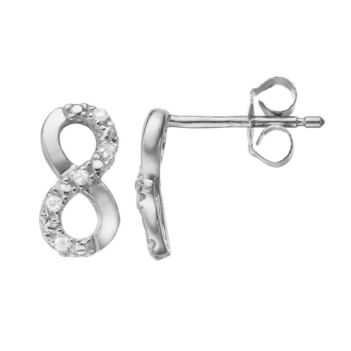 Cubic Zirconia Sterling Silver Infinity Stud Earrings, Women's, White
