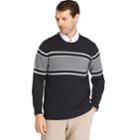 Men's Izod Regular-fit Striped Wool-blend Crewneck Sweater, Size: Xxl, Black