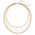 Gold Tone Layered Chain Necklace, Women's