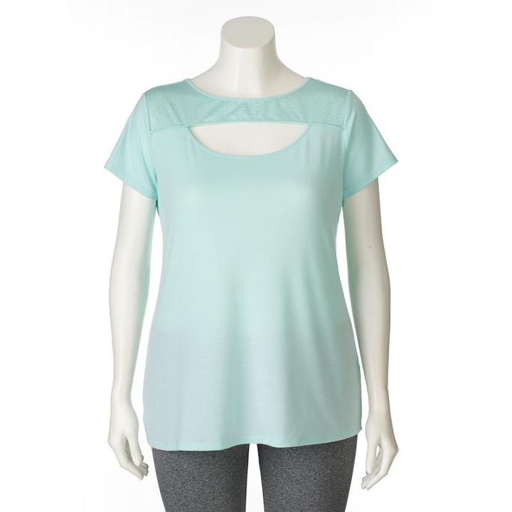 Plus Size Wild Majesty Mesh Yoke Tee, Women's, Size: 1xl, Blue Other