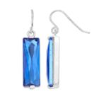 Sterling Silver Crystal Rectangle Drop Earrings, Women's, Blue