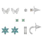 Lc Lauren Conrad Flower & Butterfly Nickel Free Stud Earring Set, Women's, Lt Green