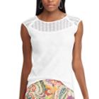 Women's Chaps Lace Yoke Top, Size: Large, White