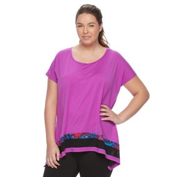 Plus Size Wild Majesty Mesh Sharkbite Tee, Women's, Size: 3xl, Brt Purple