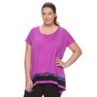 Plus Size Wild Majesty Mesh Sharkbite Tee, Women's, Size: 3xl, Brt Purple
