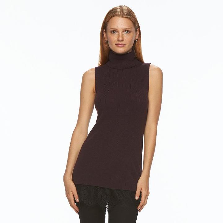Women's Apt. 9&reg; Sleeveless Turtleneck Tunic Sweater, Size: Xs, Purple