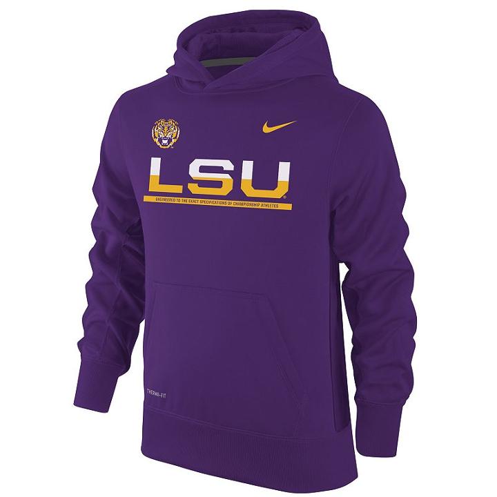 Boys 8-20 Nike Lsu Tigers Therma-fit Ko Hoodie, Boy's, Size: M(10-12), Purple