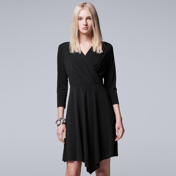 Women's Simply Vera Vera Wang Faux-wrap Dress, Size: Xs, Black