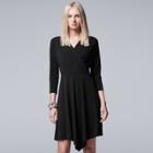 Women's Simply Vera Vera Wang Faux-wrap Dress, Size: Xs, Black