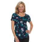 Women's Croft & Barrow&reg; Textured Floral Scoopneck Tee, Size: Medium, Lt Purple