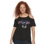 Plus Size Rock & Republic&reg; Usa Eagle Cold-shoulder Top, Women's, Size: 0x, Black