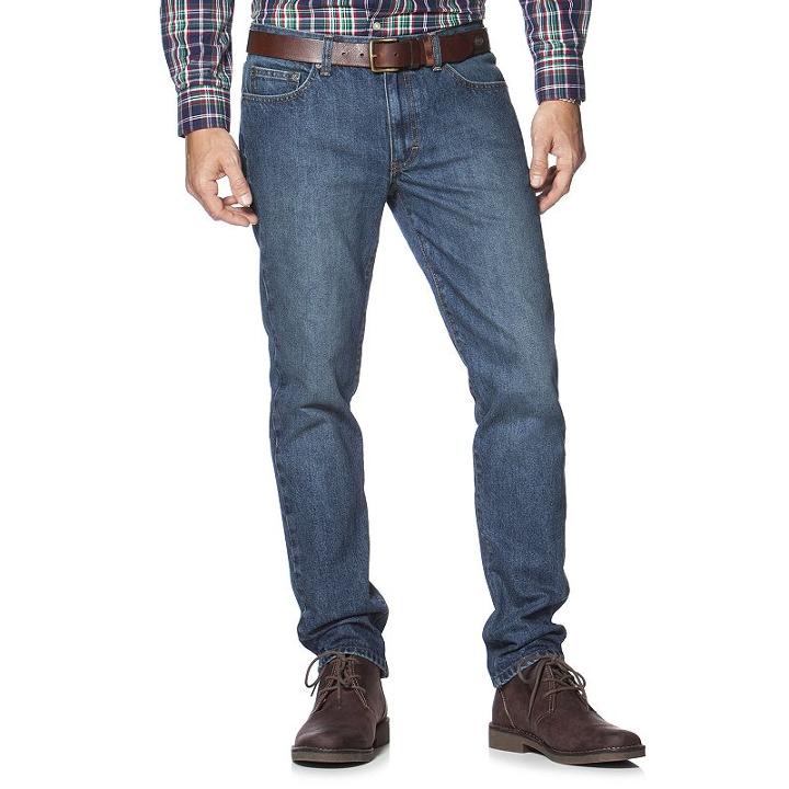 Men's Chaps 5-pocket Slim Straight-fit Jeans, Size: 42x30, Med Blue
