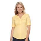 Petite Croft & Barrow&reg; Button-tab Top, Women's, Size: L Petite, Gold