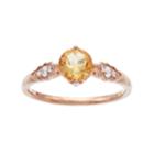 Lc Lauren Conrad 10k Rose Gold Citrine & 1/10 Carat T.w. Diamond Ring, Women's, Size: 8, Yellow