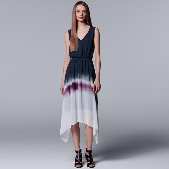 Women's Simply Vera Vera Wang Print Handkerchief Hem Dress, Size: Xl, Purple