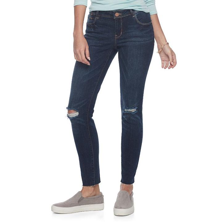 Juniors' Almost Famous Ripped Skinny Jeans, Teens, Size: 5, Dark Blue