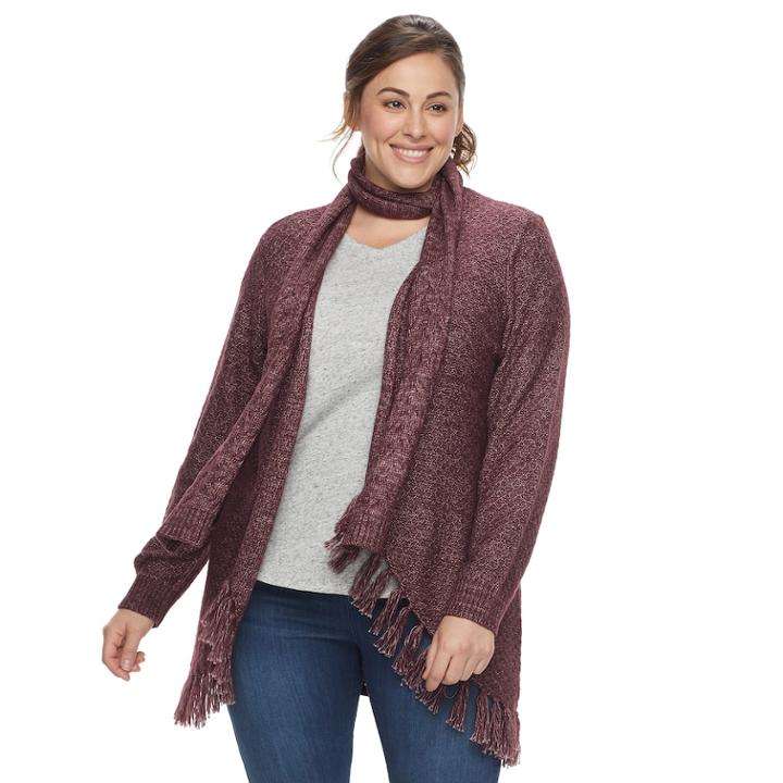 Plus Size Sonoma Goods For Life&trade; Scarf Cardigan Sweater, Women's, Size: 3xl, Purple