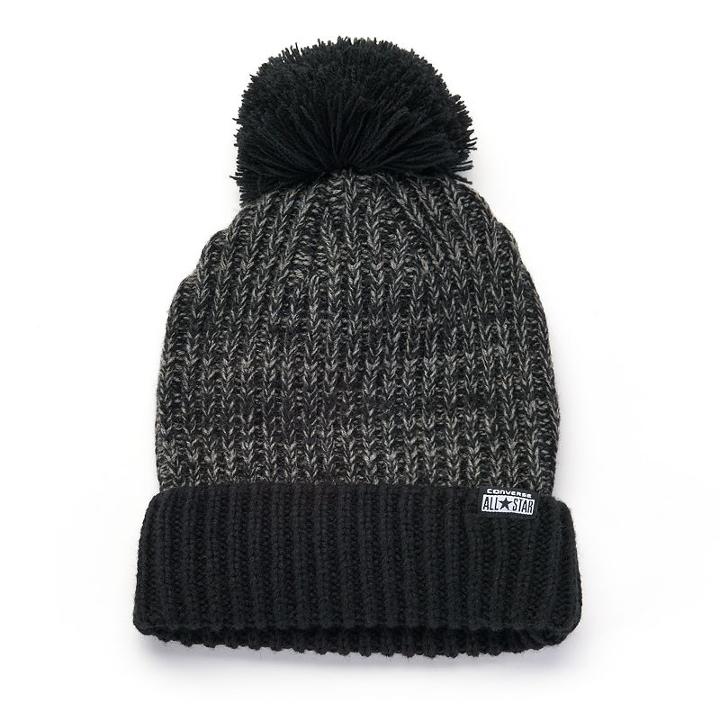 Converse, Women's Pom-pom Knit Beanie, Grey (charcoal)