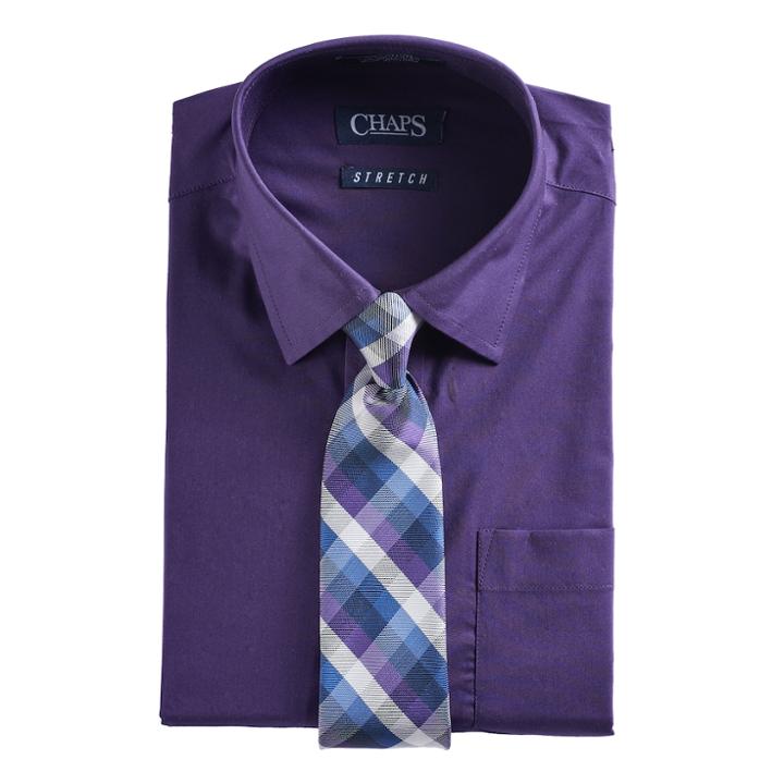 Boys 8-20 Chaps Shirt & Tie Set, Size: 8, Drk Purple