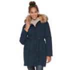 Women's Apt. 9&reg; Hooded Faux-fur Trim Anorak, Size: Xl, Blue (navy)