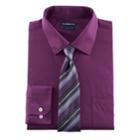 Men's Croft & Barrow&reg; Fitted Stretch-collar Dress Shirt And Patterned Tie Boxed Set, Size: L-34/35, Purple
