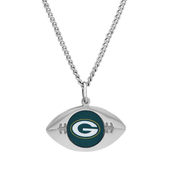 Sterling Silver Green Bay Packers Team Logo Football Pendant, Women's, Size: 24