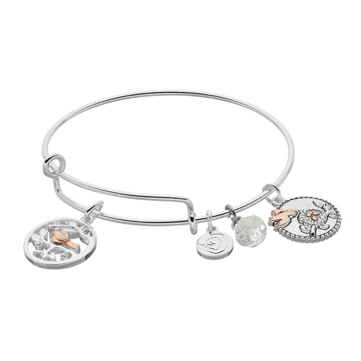 Love This Life Two Tone Grandma Bird Charm Bangle Bracelet, Women's, Silver