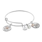 Love This Life Two Tone Grandma Bird Charm Bangle Bracelet, Women's, Silver