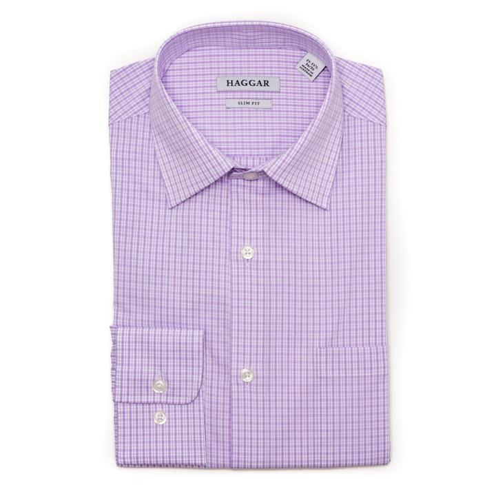 Men's Haggar Premium Comfort Slim-fit Stretch Dress Shirt, Size: 15.5-34/35, Lt Purple