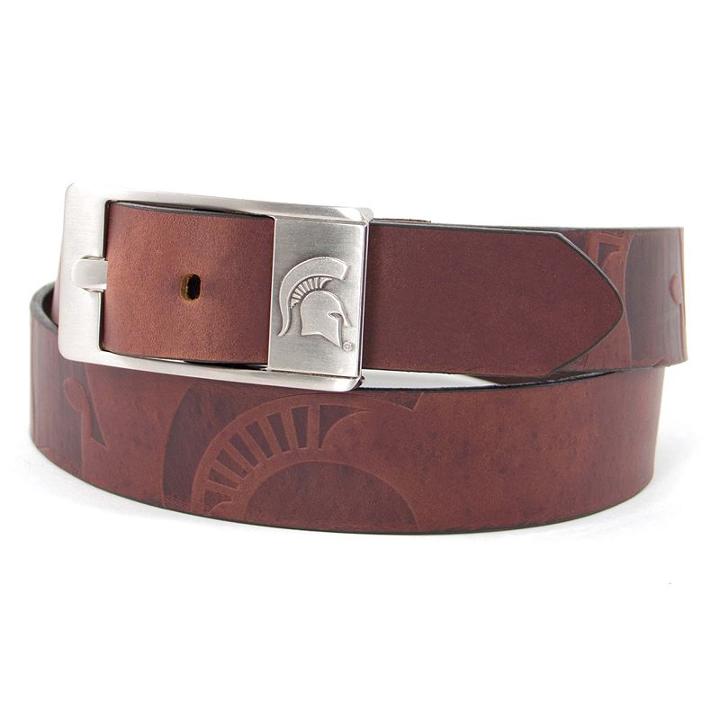 Men's Michigan State Spartans Brandish Leather Belt, Size: 44, Brown