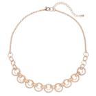 Hammered Circle Link Nickel Free Necklace, Women's, Light Pink