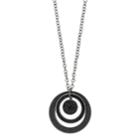 Black Glittery Circle Pendant Necklace, Women's