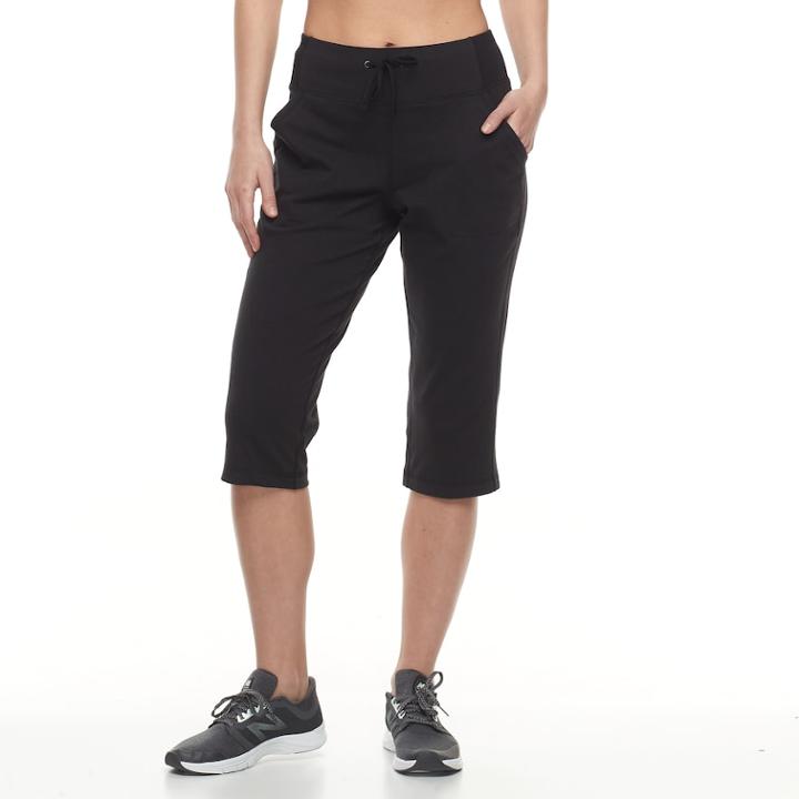 Petite Tek Gear&reg; Drawstring Straight-leg Capris, Women's, Size: L Petite, Black