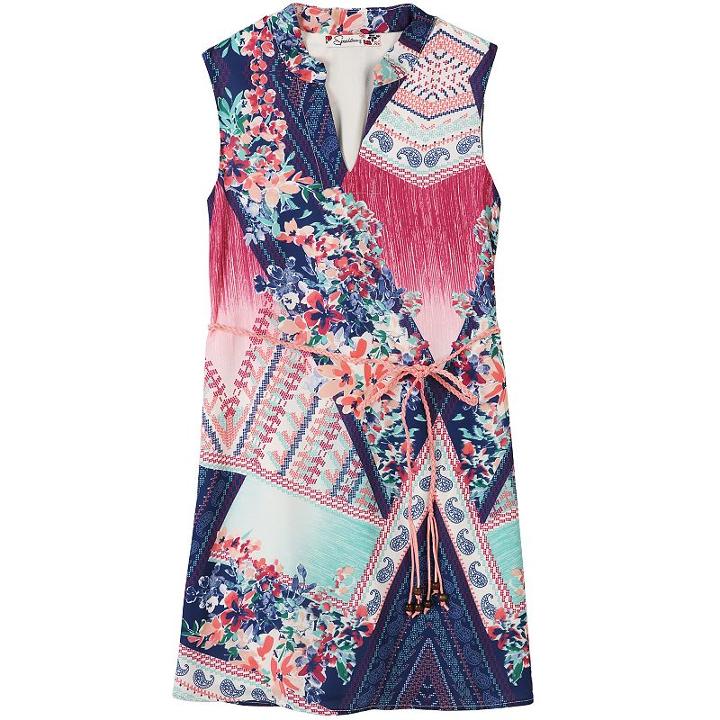 Girls 7-16 Speechless Mandarin Collar Mixed Print Belted Sheath Dress, Girl's, Size: 16, Lt Green