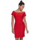 Women's Double Click Textured Sheath Dress, Size: Xl, Red