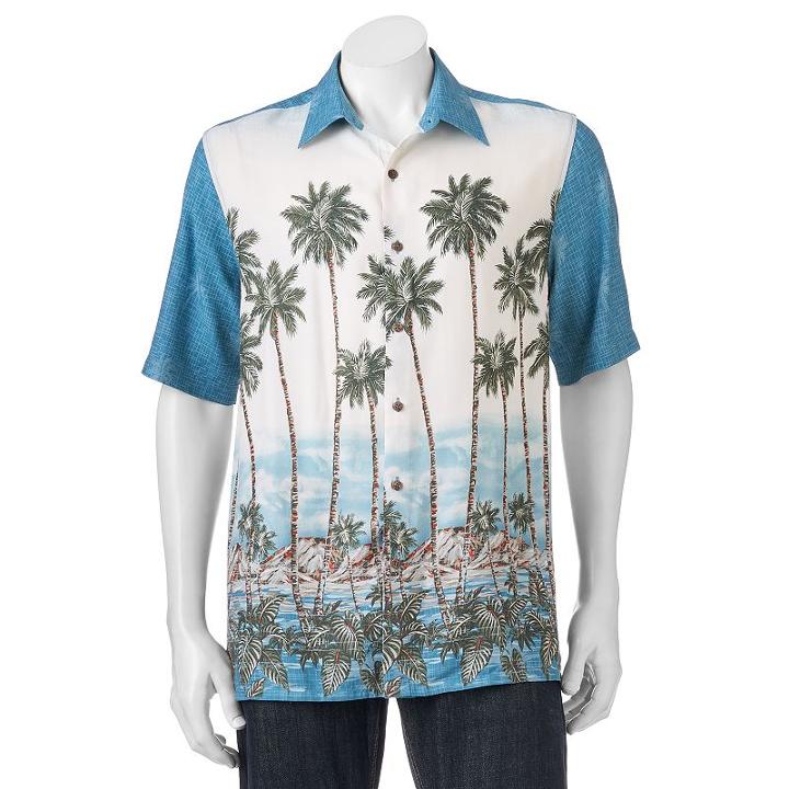 Big & Tall Batik Bay Classic-fit Tropical Button-down Shirt, Men's, Size: L Tall, Turquoise/blue (turq/aqua)