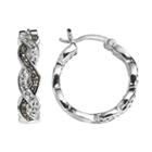 Silver Luxuries Crystal & Marcasite Twist Hoop Earrings, Women's, Grey