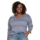Plus Size Sonoma Goods For Life&trade; Lace-up Tee, Women's, Size: 1xl, Dark Blue