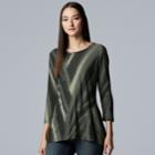 Women's Simply Vera Vera Wang Textured Asymmetrical Top, Size: Large, Dark Green