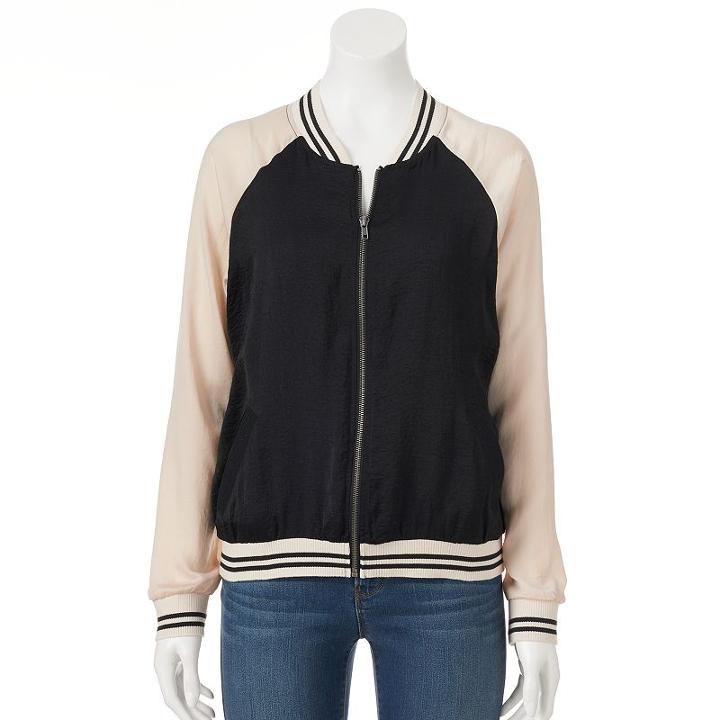 Juniors' About A Girl Los Angeles Bomber Jacket, Size: Large, Oxford